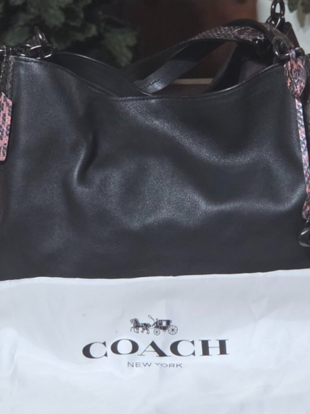 Coach Dalton 31 Colorblock Hobo Bag - Black Leather, Suede & Genuine Snakeskin